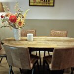 Ovale tafel van barnwood met stalen frame - Robuust Maatwerk uit Limburg Nederland