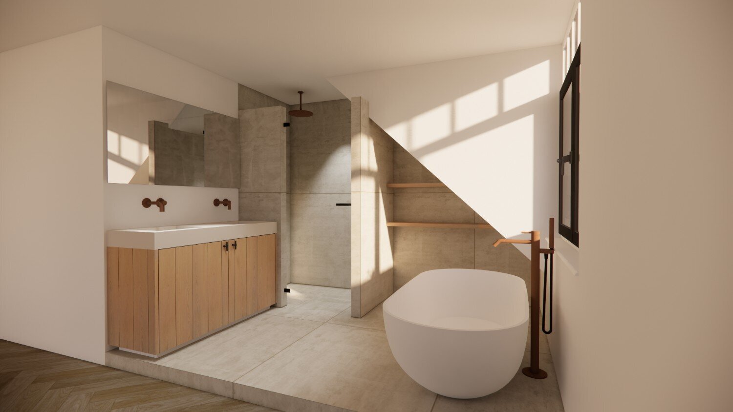 Badkamermeubel renders - Badkamer interieur inspiratie - Robuust Maatwerk uit Limburg Nederland