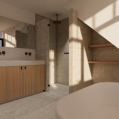 Render nieuw eiken badkamermeubel - Robuust Maatwerk 04 Render nieuw eiken badkamermeubel - Robuust Maatwerk 04