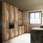Totaalinrichting van keuken en woonkamer - barnwood - keramiek - staal - spuitwerk - ledverlichting - figuurglas - Robuust Maatwerk uit Limburg Nederland