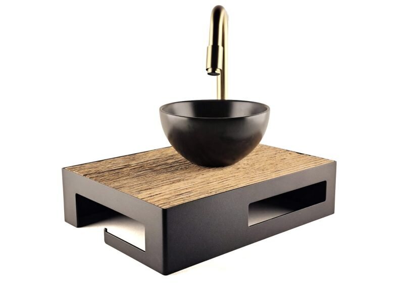 Toiletmeubel van barnwood en staal